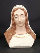 Vintage Madonna Mary Goddess Porcelain Bust 6 Inch Tall Gold 1953 - £4.76 GBP