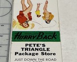 Vintage Matchbook Cover Pete’s Triangle Package Store Sebring, FL  gmg  ... - £9.89 GBP