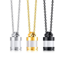 Stainless Steel Little Bottle Urn Pendant Necklace Cremation Memorial Ashes  - £6.74 GBP