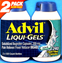 Advil Liqui-Gels Solubilized Ibuprofen 200 mg 240 Capsules EXP 07/2026 - $544.91 MXN
