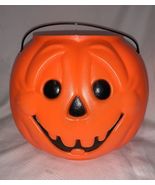 Vintage Orange Plastic Pumpkin Pail Bucket Halloween Blow Mold - $19.05