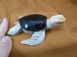 Y-TUR-SE-401 Large Gray Sea Turtle Gemstone Figurine Soapstone Peru Love Turtles - £23.90 GBP