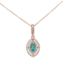 14k Rose Gold Brazilian .20ct Paraiba Genuine Tourmaline Diamond Pendant... - $2,841.30