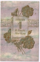 Postcard Embossed January 1 A Happy New Year - £2.32 GBP