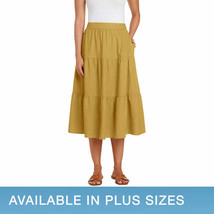 Matty M Ladies&#39; Size Small (4-6) Tiered Midi Skirt, Yellow - $19.99
