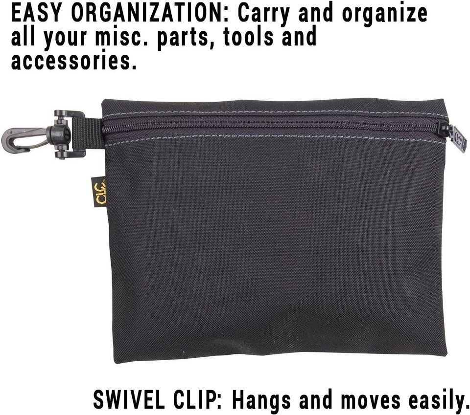 Multi-Purpose Clip-on Zippered Poly Bags, 3 Pack,  9" x 7", 7" x 6", and 6" x 5" Item image 5