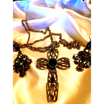 VINTAGE~Cross Necklace &amp; Earring Lot - £16.44 GBP