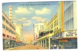Miami Florida Shopping Street Linen Postcard 1942 Tate Theatre Kress McC... - £7.78 GBP