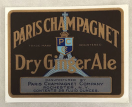 Vtg Paris Champagnet Dry Ginger Ale Soda Label - $1,000.00