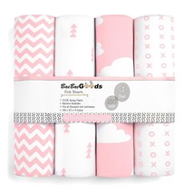 Premium Crib Sheets For Baby Girls, 4 Pack, Soft And Breathable Jersey Knit Fitt - £36.76 GBP