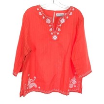 NWT Womens Petite Size 18 18P Alfred Dunner Coral Embroidered Detail Pea... - $22.53