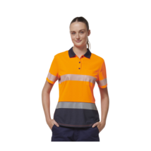 Hard Yakka Womens Safety Work Short Sleeve HI VIS Taped Polo Y08602 - £27.01 GBP