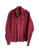 Mens Smoke Rise Full Zip Cotton Blend Mock Neck Long Sleeve Jacket XL Burgundy - £11.86 GBP