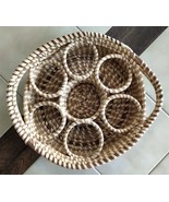 Charleston Gullah Woven Sweetgrass Basket Round Drink Tray w/ Handles - $40.47 CAD