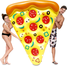 Giant Inflatable Pizza Slice Pool Float with Cup Holder Summer Pool Raft Fun NEW - £41.34 GBP