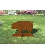 36in Wide Pig Country Decor Sturdy Rust Metal Yard Art Lawn Sculpture - $249.00