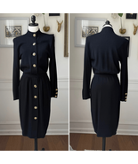 St John Collection Marie Gray Black Santana Knit Button Front Dress 6 - $252.00