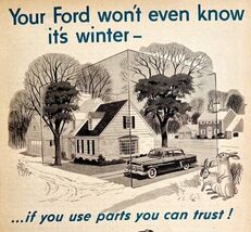 Ford Genuine Parts Winter Advertisement 1953 Battery Spark Plugs Oil DWS6B - $28.01 CAD