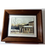 Vintage ROBERT NIDY Old Country BARN Print 11 x 13 in Distressed Frame - $18.04