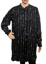 Isabel Marant Women&#39;s Casual Black Gemma Printed Silk Long Shirt Tunic Size L 38 - £62.39 GBP