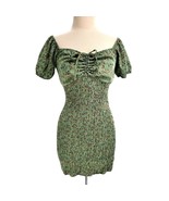 Stylehouse Sage Green Floral Ruched Smocked Dress Off-Shoulder Summer Ou... - £25.25 GBP