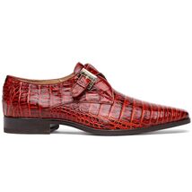 Rovigo Genuine Caiman Crocodile Monk Strap Shoes Rustic Cognac image 2