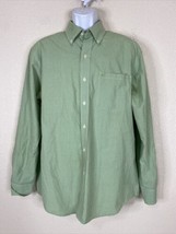 Izod Men Size M Green Check Weave Button Up Shirt Long Sleeve Pocket - £5.66 GBP
