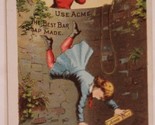 Victorian Trade Card Lautz Bros &amp; Co Napkin Kids In Well Buffalo New Yor... - $5.93