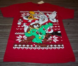 Wb Looney Tunes Bugs Bunny Daffy Duck Taz Christmas T-Shirt Mens Small New - £15.57 GBP