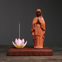 Our Lady Ceramic Jesus Incense Burner Home Craft Ornament Creative - £67.94 GBP