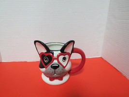 3D Ceramic Coffee Tea Mug Dog With Heart Glasses Publix 10 Oz - $11.88