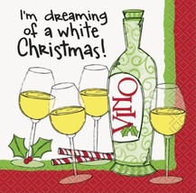 I&#39;m Dreaming of a White Christmas Wine 16 Ct  Paper Beverage Napkins - £3.46 GBP