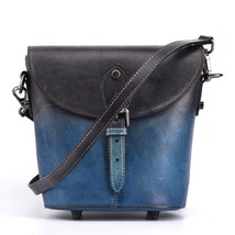 Vintage Genuine Leather Bucket Bag New Casual High Quality Real Cowhide Women Sh - £97.63 GBP