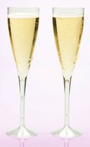 2 Plastic CHAMPAGNE FLUTES 9&quot; Tall &amp; Skinny wedding FLUTE glasses TOAST ... - £12.19 GBP