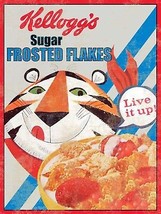 Kelloggs Frosted Flakes Tony the Tiger Vintage Cereal Box Metal Sign - $29.95