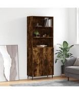 Industrial Rustic Smoked Oak Wooden Large Tall Storage Cabinet Unit Disp... - £134.85 GBP