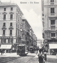 1917 Genova Via Roma Street Scene Streetcar Trolley Postcard Italy Postmarked - £7.09 GBP