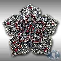 Vintage Belt Buckle Star Flower Pedals Shape Double Layer Perforated Red - £25.15 GBP