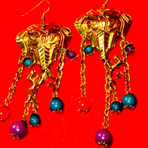 Gorgeous vintage beaded elephant earrings - £17.13 GBP