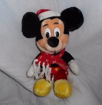 12" Vintage Disney Mickey Mouse Christmas Holiday Stuffed Animal Plush Toy Doll - £21.30 GBP