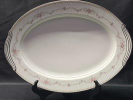 Vintage NORITAKE Large 14&quot; Oval Serving Platter FAIRMONT 6102 Platinum Trim - $396.28 MXN