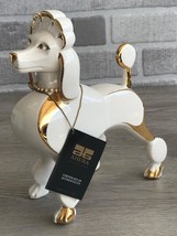 Elite Italian Ceramic Poodle Dog Statue Finish Pure Gold Hand Painted NEW - £203.27 GBP