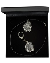 NEW, Basset Hound, dog keyring and necklace in casket, DELUXE set - £39.16 GBP