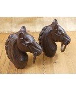 2 HORSE HEAD HITCHING POSTS W/ RING STABLE BARN RANCH EQUESTRIAN DECOR R... - $115.44 CAD