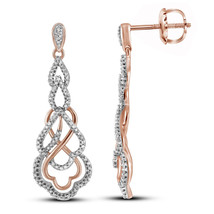 10kt Rose Gold Womens Round Diamond Interwoven Dangle Earrings 1/2 Cttw - £509.79 GBP