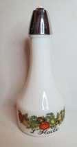 Gemco L&#39;Huile Oil Cruet Bottle Corning Spice of Life White Glass USA Vintage - $12.82