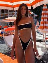 Beach Fashion Women&#39;s Chic Suspender Tube Top Splicing Split Bikini Swimsuit |Gu - £16.77 GBP