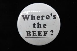 Vintage 1980&#39;s Funny &quot;Where&#39;s The Beef??&quot; Button Pin Unique Backpack Flair - $9.99