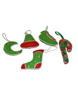 Lot of 5 VTG Handmade Stuffed Cloth Fabric Christmas Ornaments Kitschy B... - £10.70 GBP