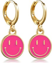 Preppy Earrings for Teen Girls Women Smile Face Heart Charms Pendants Gold Small - £7.54 GBP